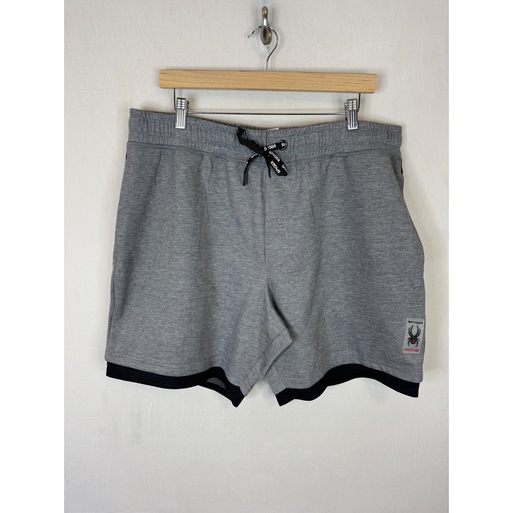 Spyder Active Mens ProWeb Athletic Gym Shorts Gray Black XL SPM520 8"